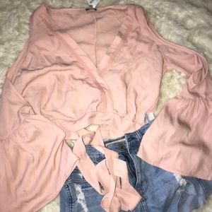 Blush cold shoulder top